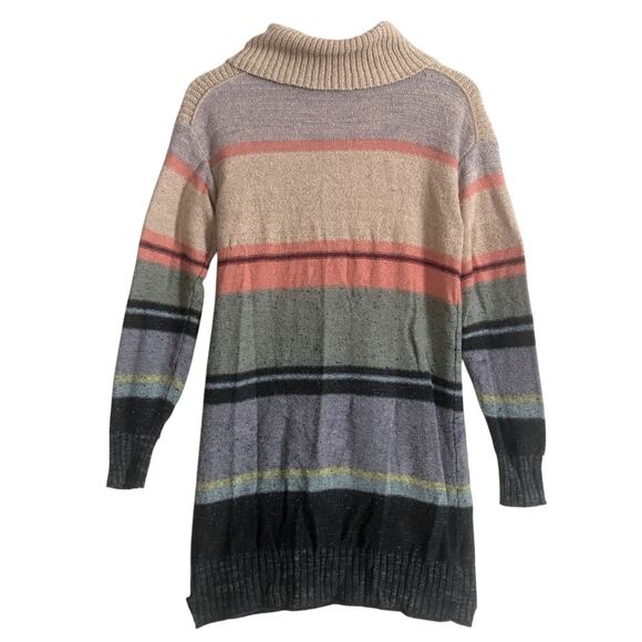 Anthropologie Daily Practice Striped Colorblock Turtleneck Keyhole Sweater Dress - Picture 1 of 8